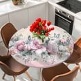 thumbnail image 2 of Ombre Pink Rose Butterfly Round Fitted Table Cover Vintage Flowers Waterproof Table Cloth with Elastic Edge Wipeable Tablecloth for Picnic Camping Party Fits 36"-44" Diameter, 2 of 8