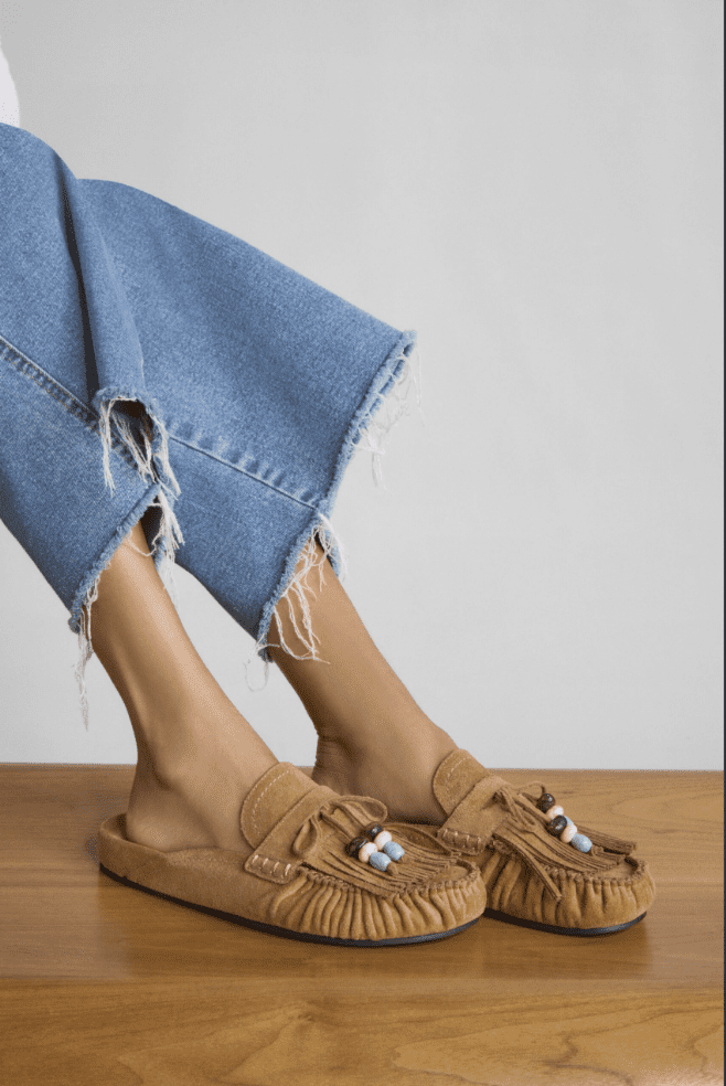 No Boundaries Women's Fringe Slip On Moccasin