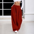 thumbnail image 2 of Bibifish Womens Pants Slate Pleated Waist Lightweight Baggy Tapered Leg Pants Outdoor Trips Daily Wear Trousers With Side Pockets, 2 of 6