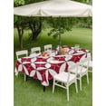 thumbnail image 3 of Red Geometric Outdoor Tablecloth - 60x84 Inch Rectangle Dining Table Cover, Vintage Rhombus Circle Texture Waterproof Outdoor Table Cloth with Umbrella Hole & Zipper for Picnic/Patio/Party, 3 of 7