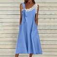thumbnail image 2 of Vestido de Verano Casual sin Mangas Gradual de las Mujeres Vestido Largo con Cuello en V, Vestido de Vacaciones de Poliéster Suave, 2 of 7