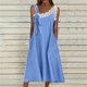 thumbnail image 2 of Vestido de Verano Casual sin Mangas Gradual de las Mujeres Vestido Largo con Cuello en V, Vestido de Vacaciones de Poliéster Suave, 2 of 8