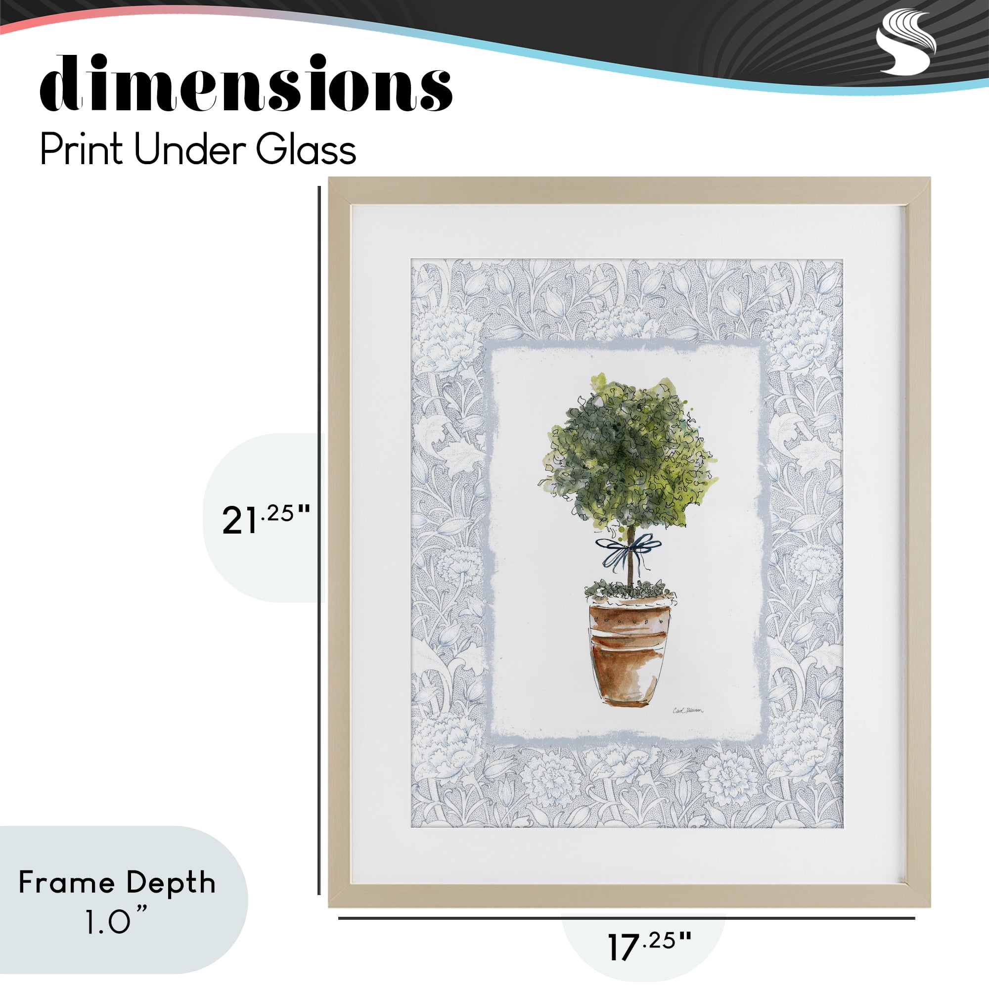 Stupell Industries Potted Topiary in Terracotta Birch Framed Print Under Glass, design by Carol Robinson