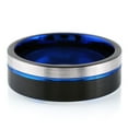 thumbnail image 2 of Tungsten Carbide Rings for Men Wedding Bands for Him 6mm Black Silver and Blue Stripe, 2 of 5