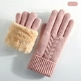 thumbnail image 2 of AINIYS Knitted Touchscreen Gloves Fleece-Lined Warm Gloves for Winter Cold Weather Outdoor Daily Wear & Tech-Friendly Accessory Pink Free Size, 2 of 3