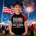 thumbnail image 2 of TUOYUAN Boys USA Anniversary Graphic Short Sleeve Tee 250th Kids Summer Top,Black,SIZE:120, 2 of 4