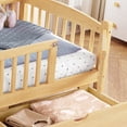 thumbnail image 5 of Bellemave Twin XL Montessori Bed with Storage Drawers and Guardrail, Wood Twin XL Low Profile Floor Bed Frame with Door, Daybed with Fence and Slat Support, Natural, 5 of 8