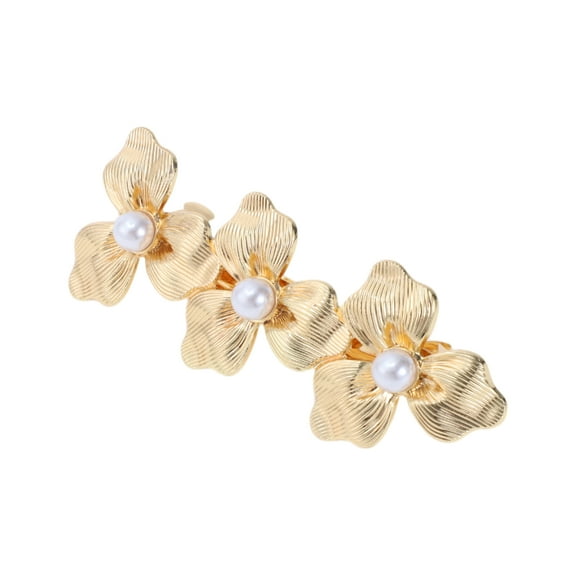 Unique Bargains 1 Pc Grace Flower Hair Clips for Home Gold Tone