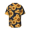 thumbnail image 7 of Picia Navy Blue Plaid Sunflower Men's Linen Shirts Short Sleeve Cuban Beach Shirts Casual Shirts Button Down Shirt for Men Beach Summer Wedding Shirt-Large, 7 of 7