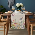 thumbnail image 2 of Wildflowers Table Runner - 60 Inch Long, Kitchen Dining Table Runner Dresser Scarves, Spring Vintage Tulip Butterfly Floral Leaf Farmhouse Decor for Coffee Tables Wedding Party Banquet, 2 of 8
