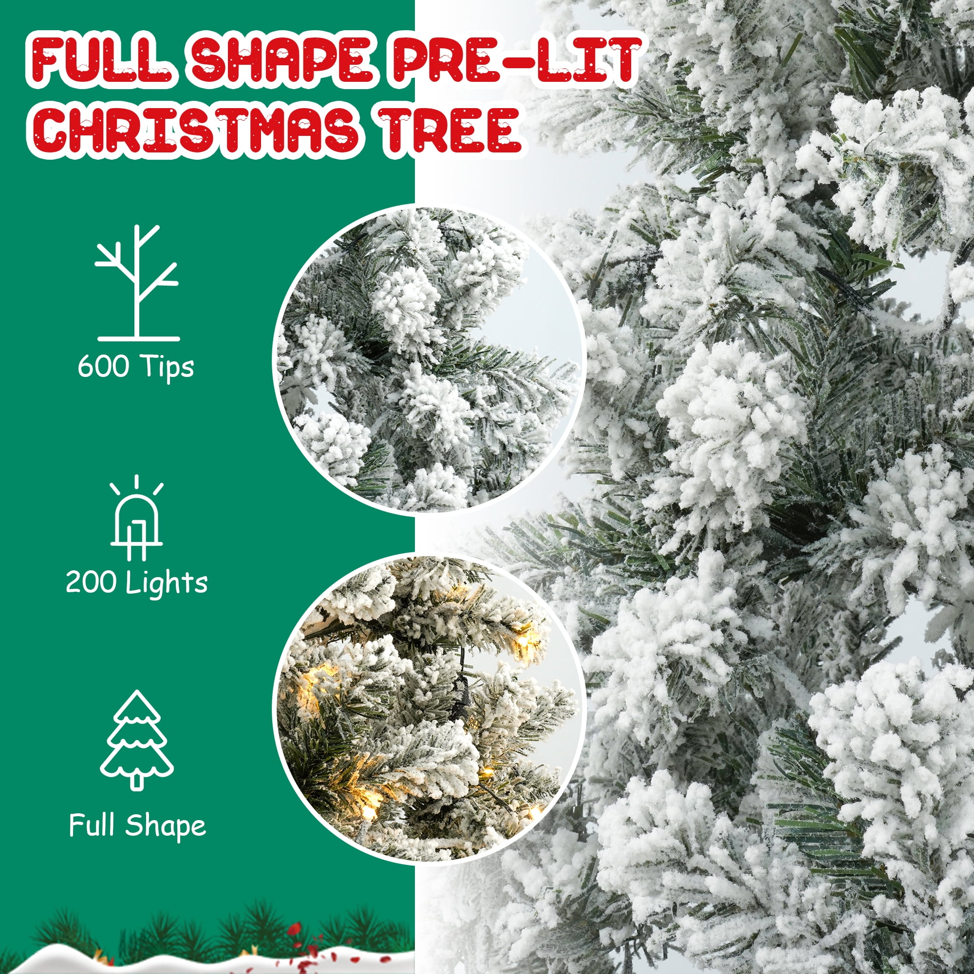7.5FT Prelit Blue Christmas Tree, Full Xmas Pine Tree with 1300 Branch Tips 400 Cold Warm Light for Holiday Indoor Outdoor Decoration