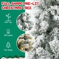 thumbnail image 3 of 5FT Pre-Lit Hinged Christmas Tree Snow Flocked with 600 Tips 200 Lights, 3 of 11
