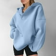 thumbnail image 7 of BSDJILFG V-Neck Hooded Sweatshirt for Juniors Loose Fit Hoodie Long Sleeve Solid Color Pullovers, 7 of 7