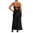 thumbnail image 4 of hirigin Women Summer Slip Dresses, Deep V Neck Hollow Out Patchwork Spaghetti Strap Slit Hem Long Dress for Ladies, 4 of 5