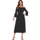 thumbnail image 5 of Vestido Irfora Vestido largo Maxi de las mujeres atractivas fuera del hombro manga flare del cordón Vestido elegante del partido de Boho de la tarde blanco / negro Irfora Vestido, 5 of 5