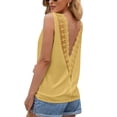 thumbnail image 3 of Camiseta de mujer Sexy Hollow Lace Manga corta Cuello en V Top informal suelto, Amarillo, M AweSitey AP001247-06, 3 of 7