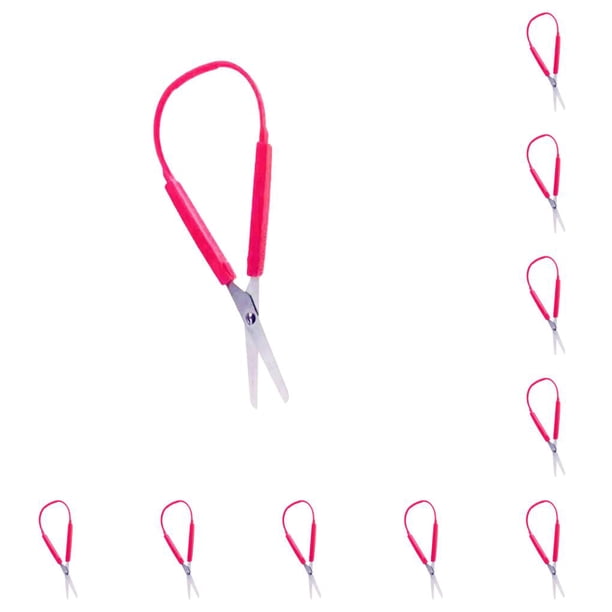 Matsuzay Tijera de seguridad Tijeras de papelería elásticas Accesorios de artesanía Herramienta de artesanía de bricolaje de apertura Rojo 10piezas