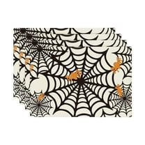 ​​ZCSKFIN 4Pcs Halloween Placemats Set, Seasonal Spooky Designs Table Mats for Kitchen Dining Room Decoration Dinner Party Table Setting Festive Holiday Decor​