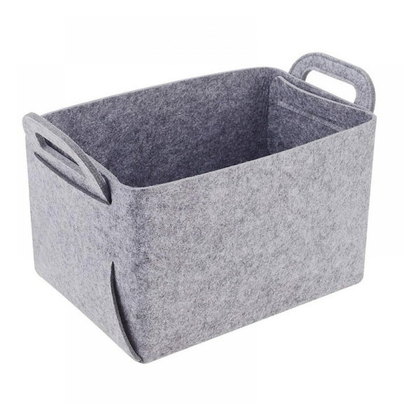 Felt Storage Bin Basket,Square Gray Baskets for Storage, Rectangular Basket with Handle, Medium Felt Baskets for Storage Felt Storage Bins Wardrobe Storage Baskets (Gray)