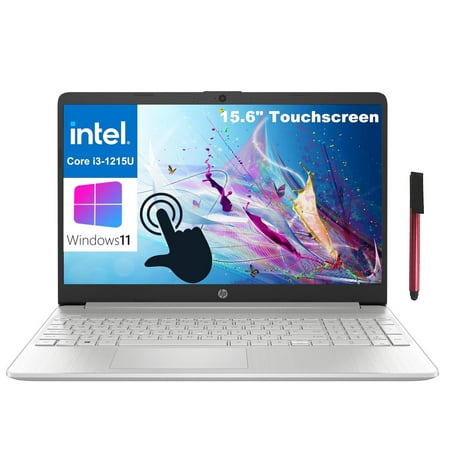 HP 15 15.6" Touchscreen Laptop Computer, 12th Gen Intel Hexa-Core i3-1215U (Beat i5-11300H), 8GB DDR4 RAM, 256GB PCIe SSD, 802.11AC WiFi, Bluetooth 5.0, Natural Silver, Windows 11 Home S