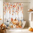 thumbnail image 4 of Pumpkins Fall Shower Curtain Set - Standard 72" x 72" Washable Bathtub Curtain with 12 Hooks, Thanksgiving Leaves Berry Farmhouse Waterproof Fabric Stall Shower Curtains for Bathroom/Bathtub Décor, 4 of 7
