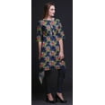 thumbnail image 2 of Bimba Blue Leaves & Peony Floral Printed Asymmetrical Kurti Tops For Women Indian Summer Dress Tunic Small, 2 of 6