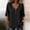 Black, variant on Solid Womens Summer&nbsp;Tops Front Slit Hem Pearl Button Blouses Casual Deep V‑Neck Dolman 3/4 Sleeve Relaxed Fit White