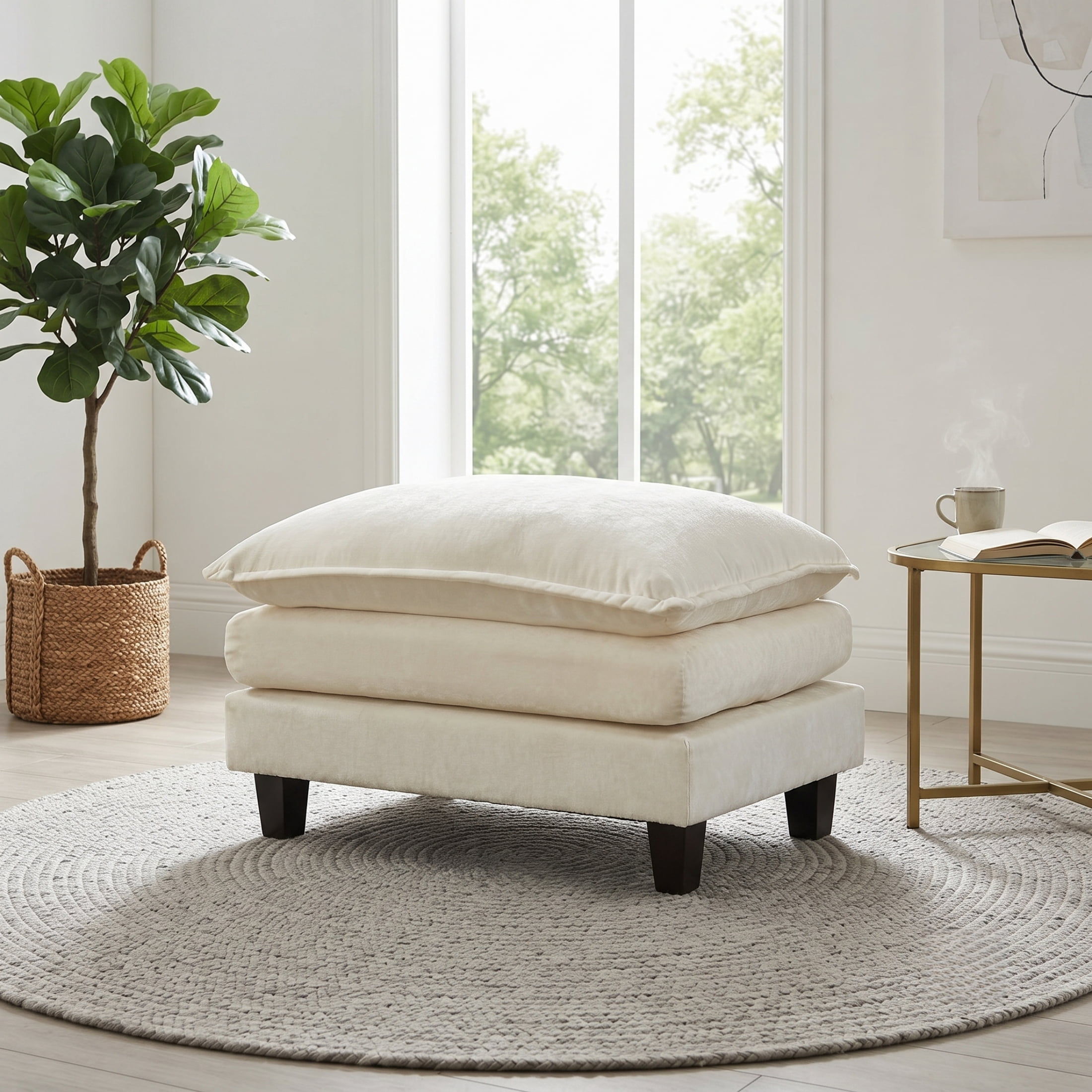 Vinform Ottoman Footstool with Thick Cushion for Sofa & Accent Chair, Gray