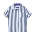 thumbnail image 4 of FRSASU Button Down Shirt Girls Cotton Short Sleeve Blouses Collared Casual Summer Beach Striped Short Sleeve Tops Blue-A, 4 of 7