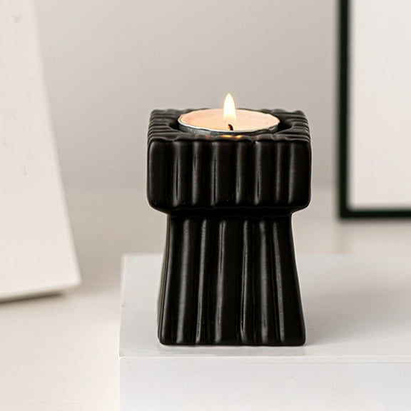 WASHWEPE Wedding Decor Candlestick Holder Ceramic Black 1Pack