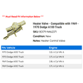 thumbnail image 2 of Heater Valve - Compatible with 1969 - 1970 Dodge A100 Truck, 2 of 2
