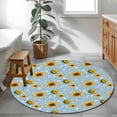 thumbnail image 3 of Small Round Rug 3Ft Washable Non-Slip, Blue Yellow Sunflower Circle Area Rugs for Living Room Bedroom, Summer Botanical Farmhouse Floral Indoor Floor Mats Carpet Runner for Home Decor, 3 of 8