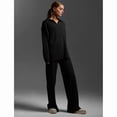 thumbnail image 6 of Women Fall 2 Piece Outfits Sweatsuits V-Neck Long Sleeve Sweatshirt Wide Leg Pants Tracksuit Lounge Sets, 6 of 8