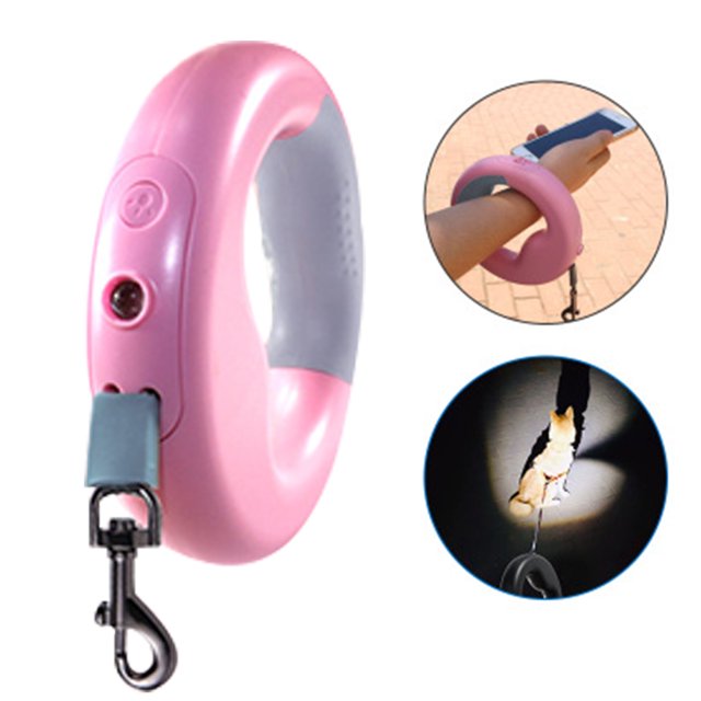 Correa Rosa Correa Ajustable Para Perros, Correa Retráctil 3M Con Linterna Led, Para Perros Pequeños Y Medianos. Peso Máximo Hasta 20 Kg Jormftte 2034521-1