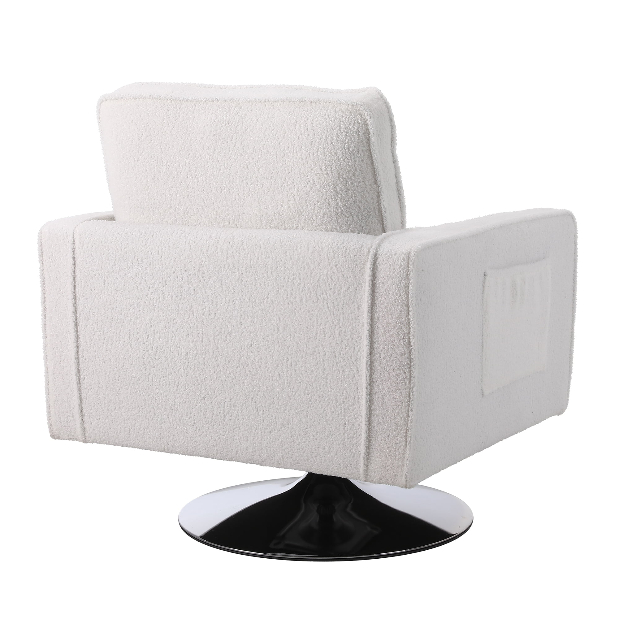 Kadyn Swivel Accent Barrel Chair, Linen Armchair with 360 Degree Swiveling and Side Pocket for Living Room, White Kadyn Swivel Accent Barrel Chair, Linen Armchair with 360 Degree Swiveling and Side Pocket for Living Room, White