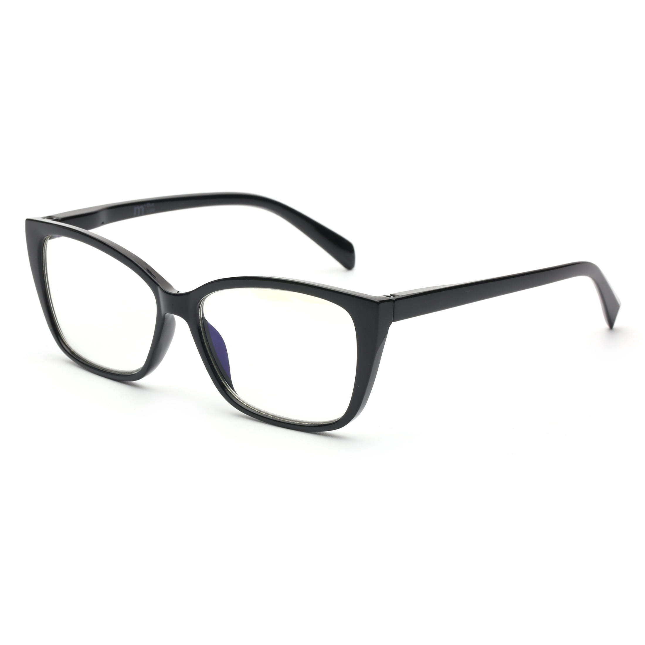 M+ Plano Blue Light Lens Injection Womens Frames, Nell, Black, 56.5-14.5-144, with Case