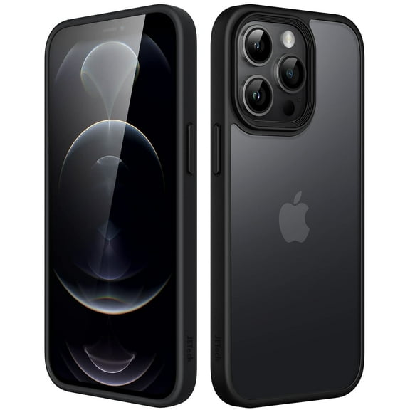 JETech Matte Case for iPhone 12 Pro Max 6.7-Inch, Shockproof Military Grade Drop Protection, Frosted Translucent Back Phone Cover, Anti-Fingerprint (Black)
