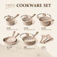 thumbnail image 3 of Carote Ceramic Nonstick Pots and Pans Set, 13 Pieces Non-Toxic Kitchen Cookware Sets Compatible for All Stoves, Taupe, 3 of 9