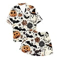thumbnail image 7 of Weebloom Halloween Soft Pajamas For Women Pumpkin Leisure Silk Satin Short Sleeve Button Down Tops And Shorts Set Sleepwear Nightwear Pjs Loungewear Light Yellow M, 7 of 7