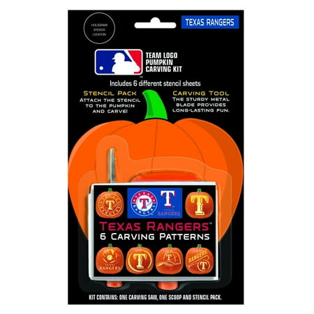 MLB Texas Rangers Pumpkin Carving Kit, 6 Stencils, Orange