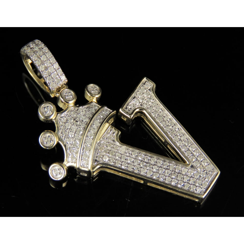 Jewelry Unlimited Initial Letter V Crown Diamond Custom Pendant In