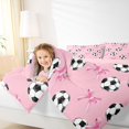 thumbnail image 4 of Manfei Cute Ribbon Bowtie 7-Piece Twin Bedding,American Soccer Bedding Comforter Set,Pink Reversible, 4 of 7