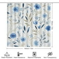 thumbnail image 2 of Blue Floral Pattern Print Shower Curtain Set 4PCs with Hooks Waterproof Bathroom Toilet Mat Lid Decor, 2 of 6