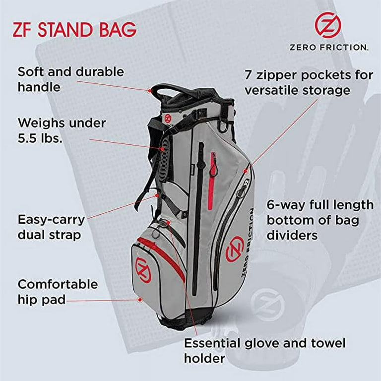 Zero Friction Stand Bag (6-way top, Gray, Bonus Towel and