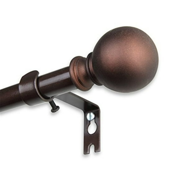 Baroque Curtain Rod - 84 to 120 Inch Metal Rod with Finials - Cocoa Finish Window Treatment Hardware