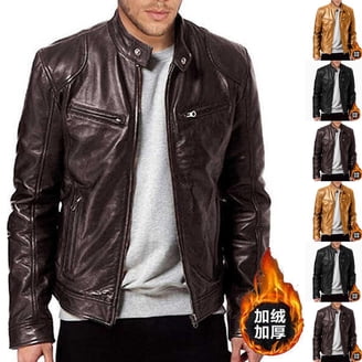 Zpanxa Vintage Motorcycle Leather Jacket Men's Distressed Genuine