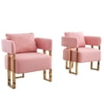 thumbnail image 6 of Modern Sofas TS Modern decorative chair, living room side chair with gold metal legs, no wheels, suitable for dressing area, reception room, office,Teddy fleece upholstered metal foot sofas 2PCS Pink, 6 of 11