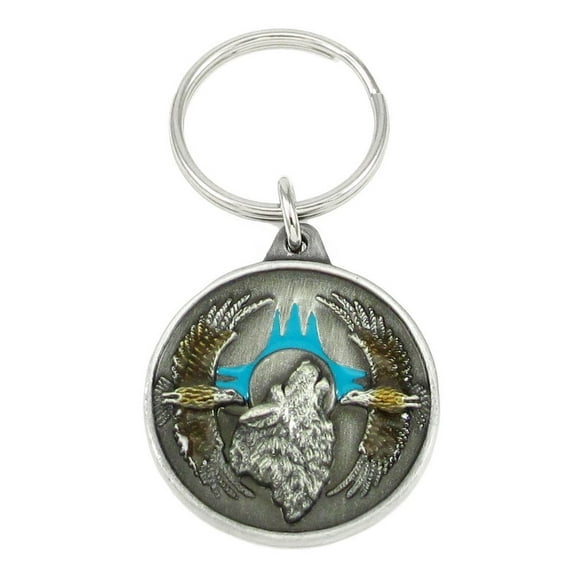 Wolf & Eagles Pewter Keychain