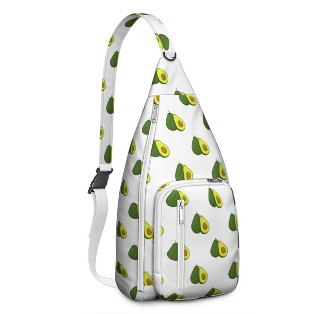 Cute Avocado Sling Backpack - Playful Kawaii Illustration, Multi-Functional Shoulder Bag
