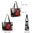 thumbnail image 3 of Vinatge Geometric Abstract Art Red Gray Black Woman Leather Handbags Large Tote Bag Fashion Portable Handbags With Zipper, 3 of 7